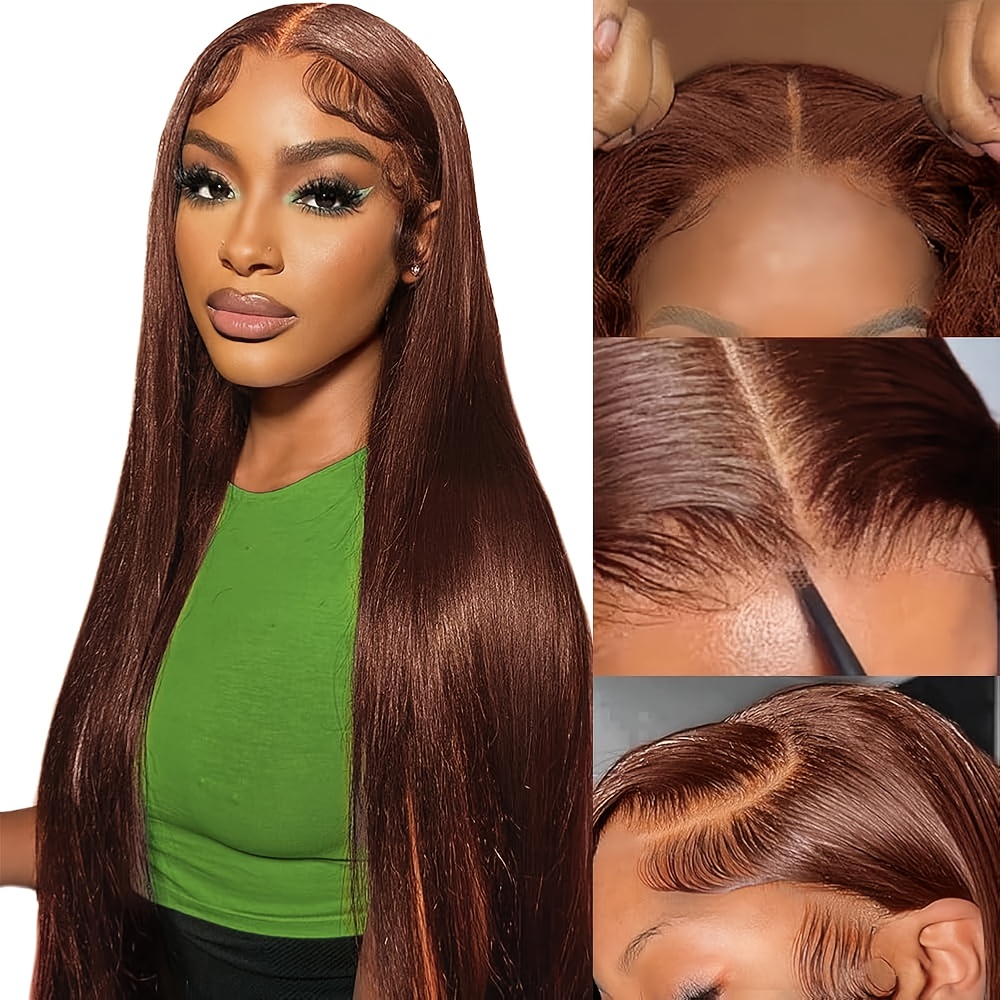 Eyelash Extension Natural Look - Chocolate Brown Human Hair Wig Straight