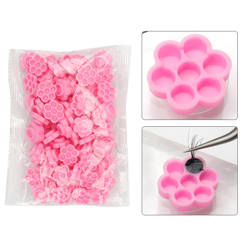 100 Pcs Pink Flower Glue Delay - đánh giá và giá Eyelash Extension Look