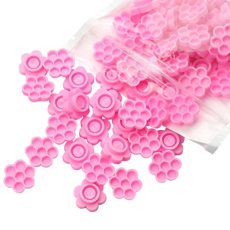 100 Pcs Pink Flower Glue Delay - đánh giá và giá Eyelash Extension Look